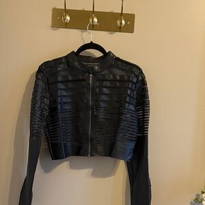 Black Cropped Leather Jacket
